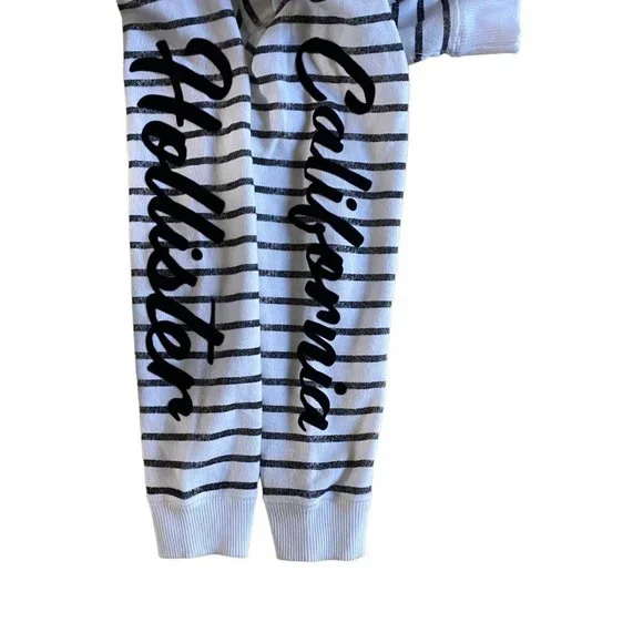 HOLLISTER California Women’s Crop Black White Striped Hooded Sweatshirt Sz S - Picture 4 of 7